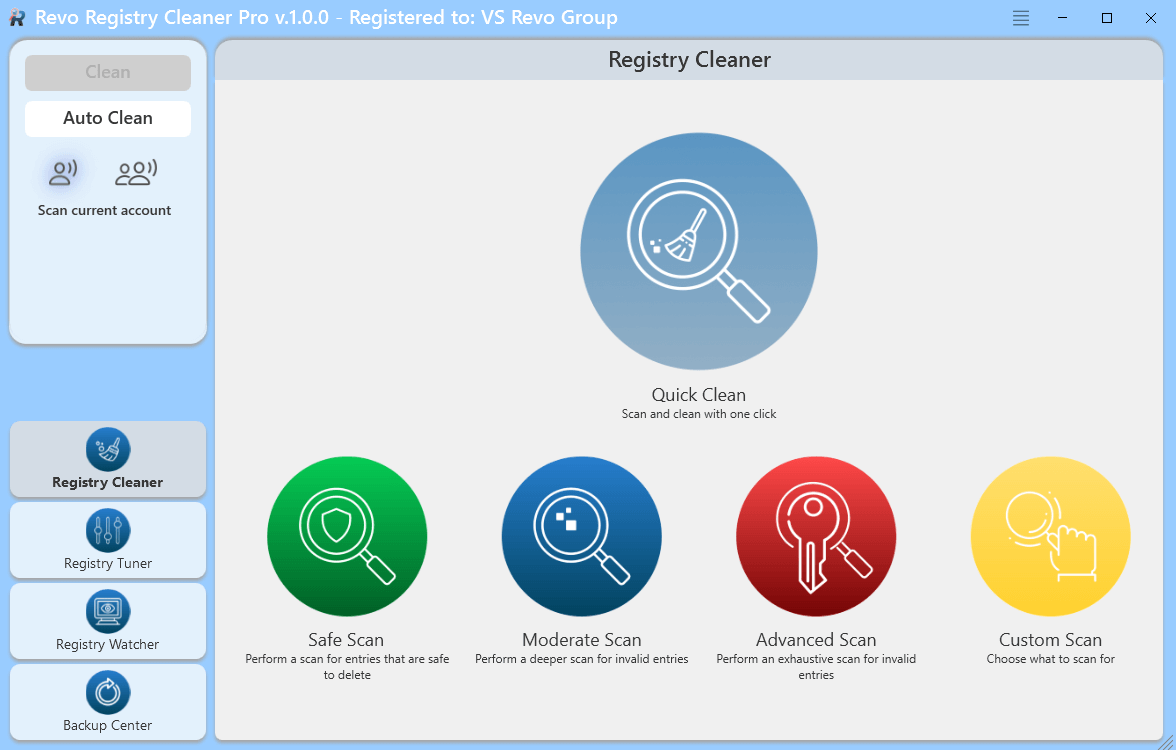 Revo Registry Cleaner 主屏幕